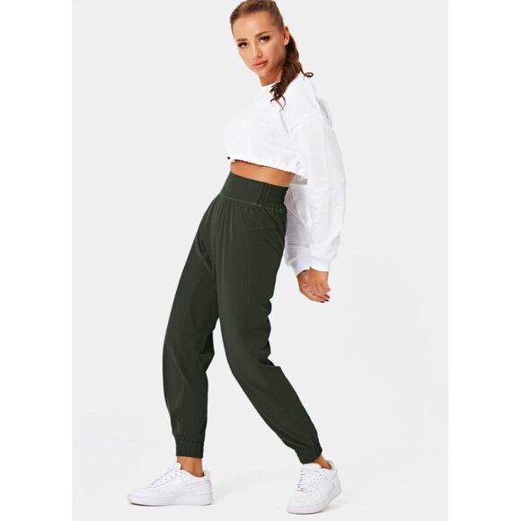 Halara High Waisted Elastic Waistband Casual Joggers Sz Small Petite Womens Gree - Picture 2 of 8